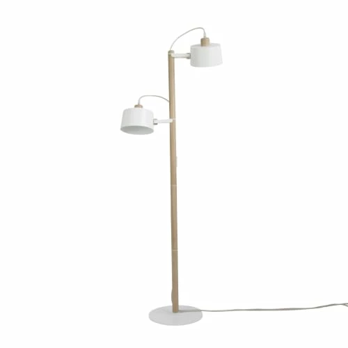 DIZY Design Lampadaires Luminaire à Poser Avec 2 Abat-jours En Chêne Et Métal Blanc 3 DIZY Design Lampadaires Luminaire à Poser Avec 2 Abat-jours En Chêne Et Métal Blanc