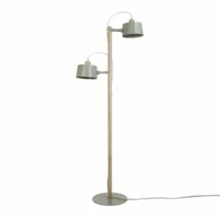 DIZY Design Lampadaires Luminaire à Poser Avec 2 Abat-jours En Chêne Et Métal Noir -Éclairage Soldes 2024 luminaire a poser avec 2 abat jours en chene et metal vert 1