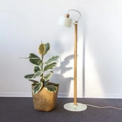 DIZY Design Lampadaires Luminaire à Poser Chêne Et Métal Blanc -Éclairage Soldes 2024 luminaire a poser chene et metal blanc 2