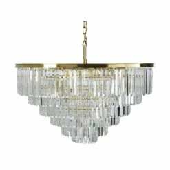 Maisons Du Monde Suspensions Lustre En Métal Doré à Pampilles En Cristal Biseauté