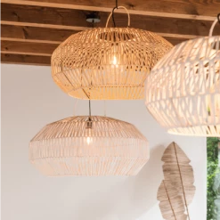 Meubles & Design Suspensions Set De 3 Abat Jour En Rotin Blanc -Éclairage Soldes 2024 set de 3 abat jour en rotin blanc 5