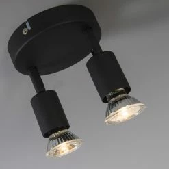 QAZQA Appliques Murales Et Spots Spot Plafond En Acier Noir -Éclairage Soldes 2024 spot plafond en acier noir 10