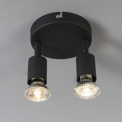 QAZQA Appliques Murales Et Spots Spot Plafond En Acier Noir -Éclairage Soldes 2024 spot plafond en acier noir 9