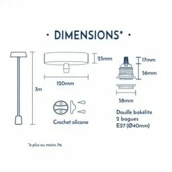 Hoopzi Suspensions Suspension 1 Fil électrique En Tissu Bleu Roi 3m -Éclairage Soldes 2024 suspension 1 fil electrique en tissu bleu roi 3m 2