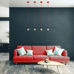 Hoopzi Suspensions Suspension 1 Fil électrique En Tissu Rouge 2,5m Douille Noire -Éclairage Soldes 2024 suspension 1 fil electrique en tissu rouge 2 5m douille noire 2