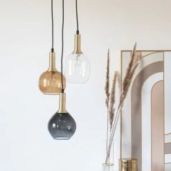Maisons Du Monde Suspensions Suspension 3 Abat-jours Cloche En Verre Transparent Et Teinté -Éclairage Soldes 2024 suspension 3 abat jours cloche en verre transparent et teinte 1000 9 14 211574 2