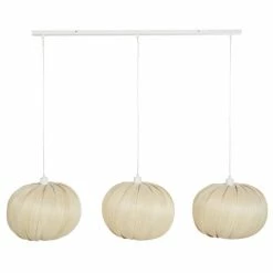 Maisons Du Monde Suspensions Suspension 3 Abat-jours En Bambou Et Support En Métal Blanc