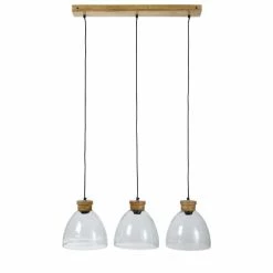 Maisons Du Monde Suspensions Suspension 3 Globes En Verre Et Manguier
