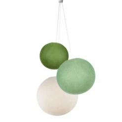La Case De Cousin Paul Suspensions Suspension 3 Globes Moutarde-lin-écru -Éclairage Soldes 2024 suspension 3 globes olive tilleul ecru