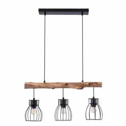 Rendez Vous Déco Suspensions Suspension 3 Lampes En Bois D'eucalyptus Et Métal Noir -Éclairage Soldes 2024 suspension 3 lampes en bois d eucalyptus et metal noir 2