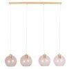 Maisons Du Monde Suspensions Suspension 4 Globes En Verre Teinté Rose Et Hêtre -Éclairage Soldes 2024 suspension 4 globes en verre teinte rose et hetre 1000 4 30 219134 3