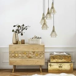 Maisons Du Monde Suspensions Suspension 5 Abat-jours Filaires Dorés -Éclairage Soldes 2024 suspension 5 abat jours filaires dores 1000 12 37 202618 3