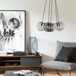 Maisons Du Monde Suspensions Suspension 5 Boules En Verre Et Verre Fumé -Éclairage Soldes 2024 suspension 5 boules en verre et verre fume 1000 16 16 165205 6