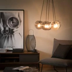 Maisons Du Monde Suspensions Suspension 5 Boules En Verre Et Verre Fumé -Éclairage Soldes 2024 suspension 5 boules en verre et verre fume 1000 16 16 165205 7