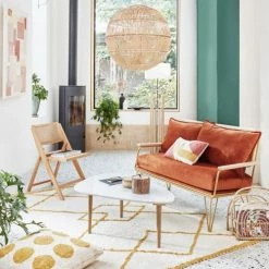 Maisons Du Monde Suspensions Suspension Boule En Rotin Tressé Beige Et Blanc -Éclairage Soldes 2024 suspension boule en rotin tresse beige et blanc 1000 12 20 210268 3
