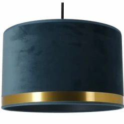 Metropolight Suspensions Suspension Cylindre En Velours Bleu D29cm