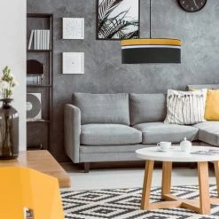 Kauze Luminaires Suspensions Suspension Déco Noir Et Jaune Moutarde Ø 40 -Éclairage Soldes 2024 suspension deco noir et jaune moutarde oe 40 2