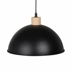 Maisons Du Monde Suspensions Suspension Demi-sphère En Métal Noir Et Bois D30