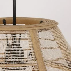 Mica Decorations Suspensions Suspension En Bois Beige Et Lin -Éclairage Soldes 2024 suspension en bois beige et lin 2