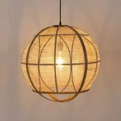 Mica Decorations Suspensions Suspension En Bois Beige Et Lin -Éclairage Soldes 2024 suspension en bois beige et lin 8