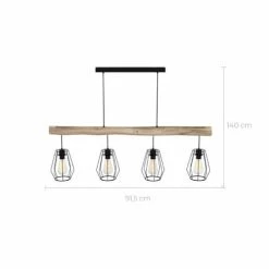Rendez Vous Déco Suspensions Suspension En Bois Et Métal 4 Lampes -Éclairage Soldes 2024 suspension en bois et metal 4 lampes 2