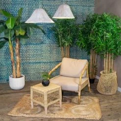 Now’s Home Suspensions Suspension En Feuilles De Palmier Blanche 55x28cm -Éclairage Soldes 2024 suspension en feuilles de palmier blanche 55x28cm 3