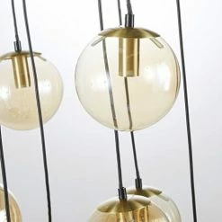 Maisons Du Monde Suspensions Suspension En Métal Doré 8 Globes En Verre Ambré -Éclairage Soldes 2024 suspension en metal dore 8 globes en verre ambre 1000 1 34 220491 4