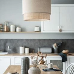 Maisons Du Monde Suspensions Suspension En Rotin Et Coton Gris -Éclairage Soldes 2024 suspension en rotin et coton gris 1000 4 14 223792 3