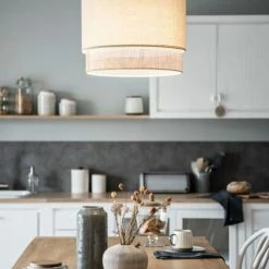 Maisons Du Monde Suspensions Suspension En Rotin Et Coton Gris -Éclairage Soldes 2024 suspension en rotin et coton gris 1000 4 14 223792 4