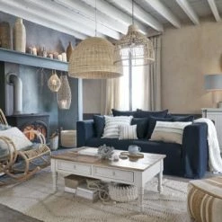 Maisons Du Monde Suspensions Suspension En Rotin Tressé Et Métal Noir -Éclairage Soldes 2024 suspension en rotin tresse et metal noir 1000 3 10 211857 4