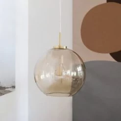 Dyberg Larsen Suspensions Suspension En Verre Ambre Et Laiton, H 30 Cm D 30 Cm -Éclairage Soldes 2024 suspension en verre ambre et laiton h 30 cm d 30 cm 2