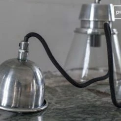 PIB Suspensions Suspension En Verre Et Métal Argenté -Éclairage Soldes 2024 suspension en verre et metal argente 2