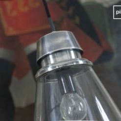PIB Suspensions Suspension En Verre Et Métal Argenté -Éclairage Soldes 2024 suspension en verre et metal argente 3