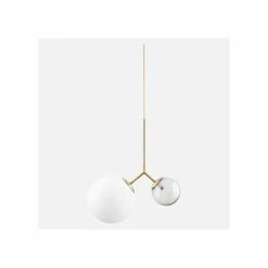 House Doctor Suspensions Suspension Laiton En Verre Blanc Et Gris -Éclairage Soldes 2024 suspension laiton en verre blanc et gris 2