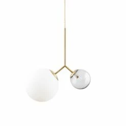 House Doctor Suspensions Suspension Laiton En Verre Blanc Et Gris