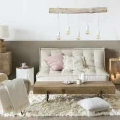 Maisons Du Monde Suspensions Suspension Rampe 5 Douilles En Peuplier Et Métal Blanc -Éclairage Soldes 2024 suspension rampe 5 douilles en peuplier et metal blanc 1000 0 4 202708 3