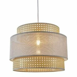 Decoratie Suspensions Suspension Ronde Gigogne Cannage Gris D40cm -Éclairage Soldes 2024 suspension ronde gigogne cannage gris d40cm 2