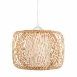 Maisons Du Monde Suspensions Suspension Tambour En Bambou Et Toile Blanche