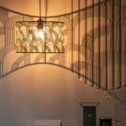 Maisons Du Monde Suspensions Suspension Tambour En Métal Ajouré Noir Et Doré -Éclairage Soldes 2024 suspension tambour en metal ajoure noir et dore 1000 6 16 210551 3