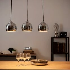 Maisons Du Monde Suspensions Suspension Triple En Aluminium Chromé -Éclairage Soldes 2024 suspension triple en aluminium chrome 1000 9 21 104202 3